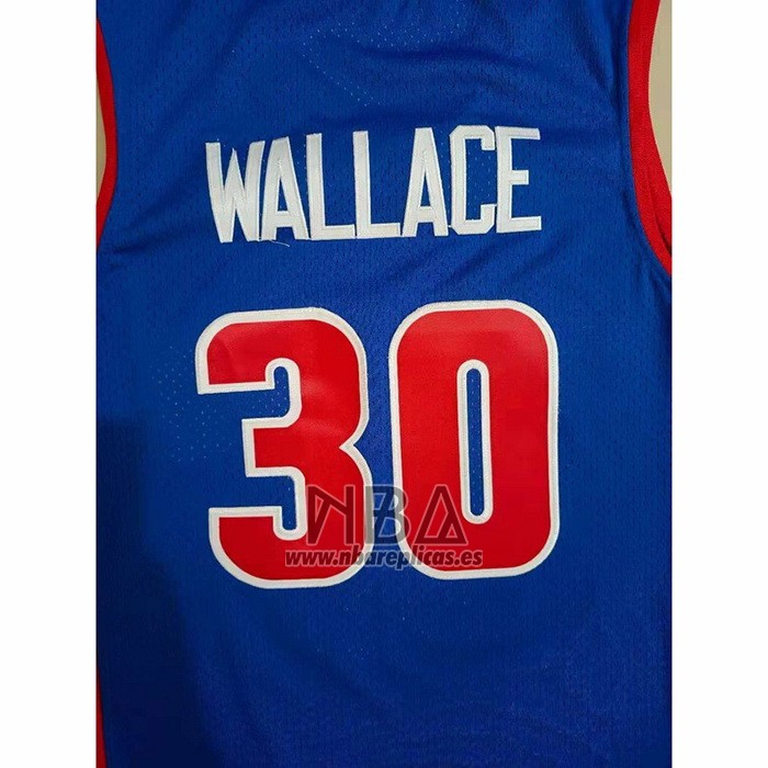 Camiseta Detroit Pistons Rasheed Wallace NO 30 Mitchell & Ness 2003-04 Azul